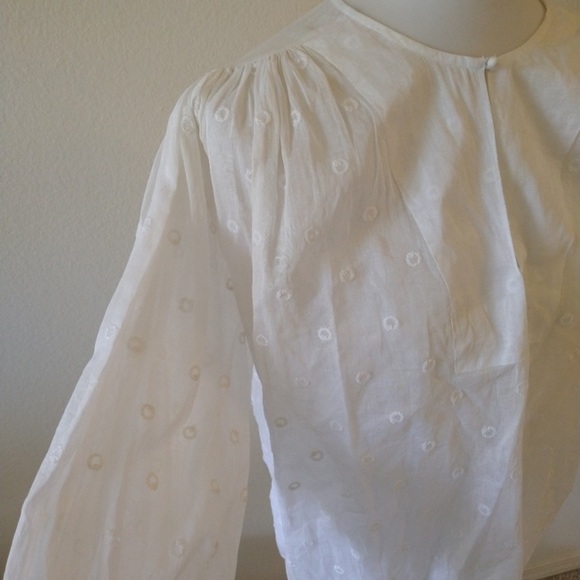 Mes Demoiselles Paris Women’s Cotton Blouse White Size 0 Embroidered Top - Picture 2 of 12